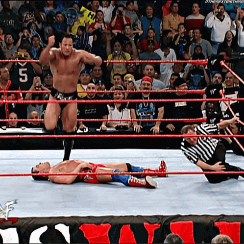 Wrestler with Number 5 Jumping