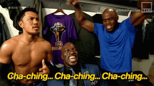 Wrestlers Happy Cha Ching GIF