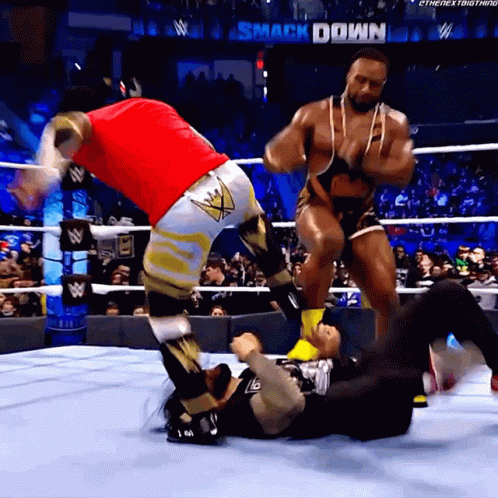 Wrestlers In Ring Smack Down GIF