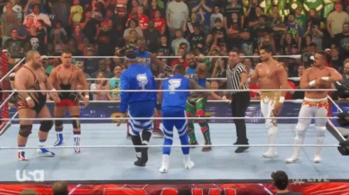Wrestlers Standing In Ring USA GIF