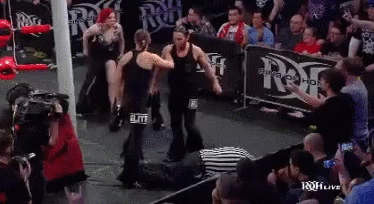 Wrestling Fight Outside Ring GIF