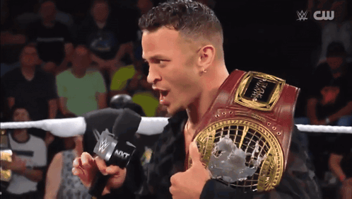 Wrestling Man Holding Microphone GIF