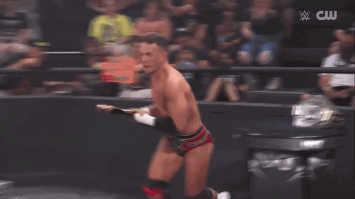 Wrestling Man With CW Logo GIF