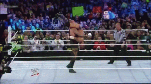 Wrestling Match in Front of Crowd With Referee