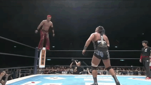 Wrestling Match In Ring With Referee GIF