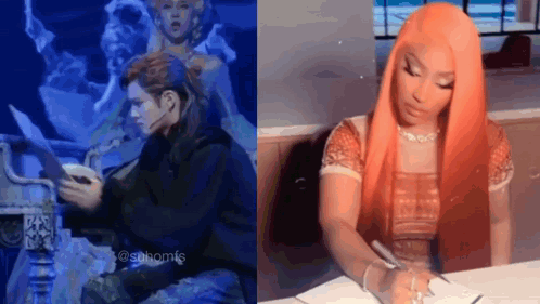 Writing Fire Nicki Minaj Exo Suho Split Screen GIF