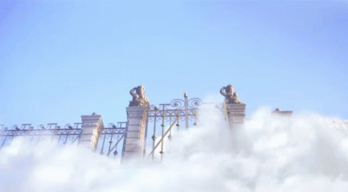 Wrought Iron Gate With Statue GIF