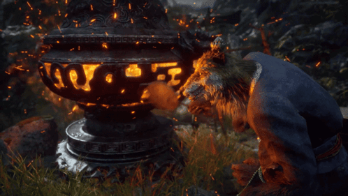 Wukong Fire Pot Fanning GIF