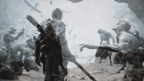Wukong Walking Through Frozen Army GIF