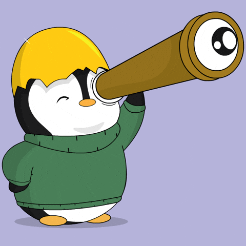 Wya Pudgy Penguin Using Telescope GIF