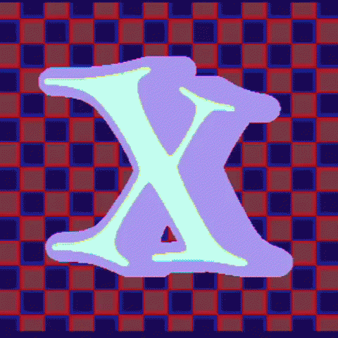 Polychromatic Checkered Letter X Artwork GIF