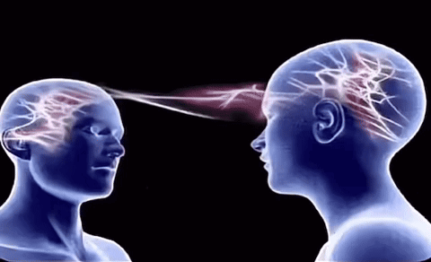 X-ray of Two Heads With Glowing Brain Lines