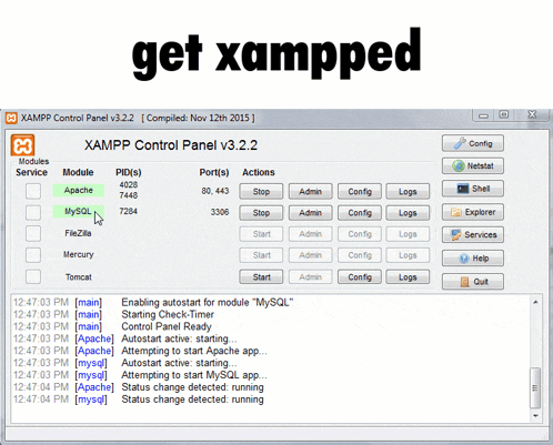 XAMPP Control Panel v3.2.2