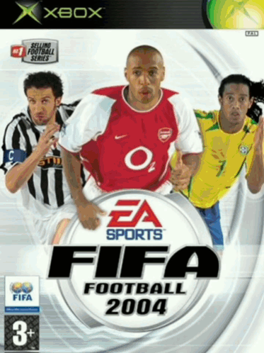 Xbox Fifa Football 2004 Is A Video Game With Three Soccer Players On The Cover GIF