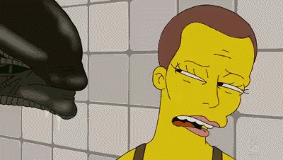 Xenomorph Kissed The Simpson Character GIF