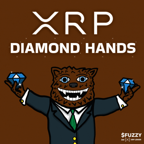 XRP Diamond Hands Advertisement Cartoon Suit Tie