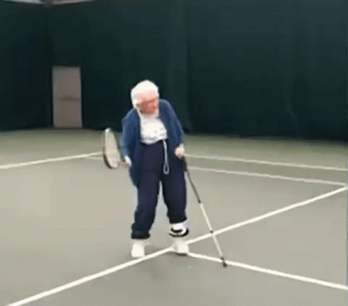 Old Lady Playing Tennis GIF