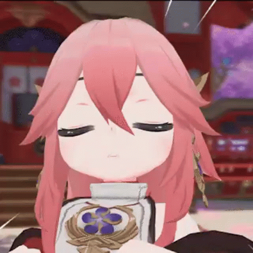 Yae Miko Chibi Funny Punch GIF