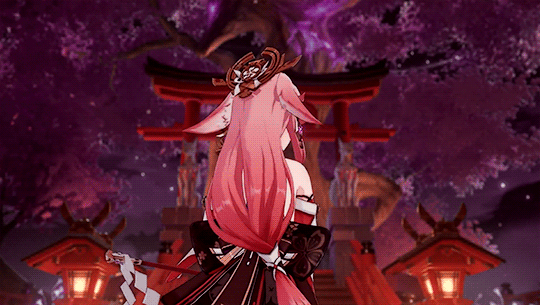 Yae Miko Shrine Turning Back GIF