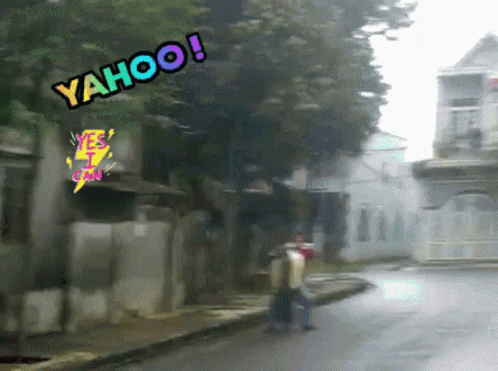 Man Driving Motorcycle Says Yahoo GIF