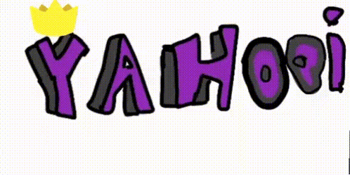 Yahoo Logo With Purple Black And Yellow Crown GIF