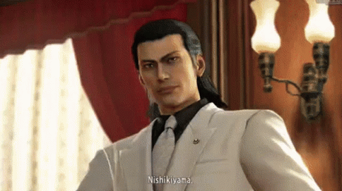 Yakuza Akira Nishikiyama Introduction Side Stare GIF