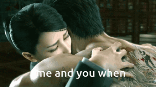 Yakuza Couple Hugging Me And You Meme GIF