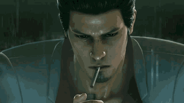 Yakuza Kazuma Kiryu Smoking Cigarette GIF