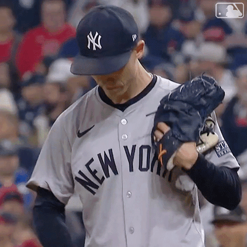 Yankees Baseball Player Holding Glove