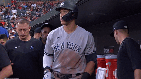 Yankees Baseball Player in Dugout