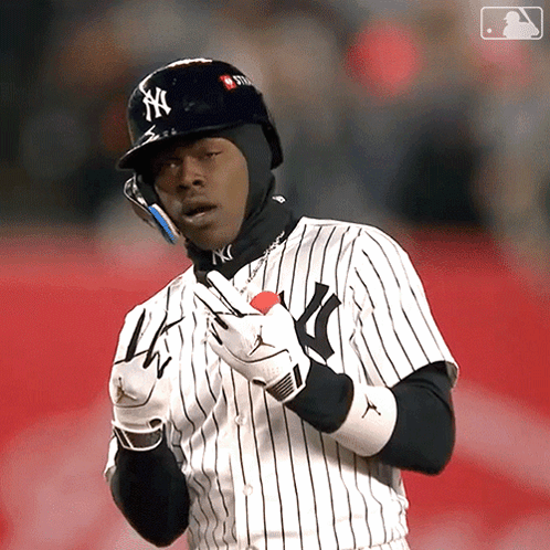 Yankees Baseball Player in Striped Uniform