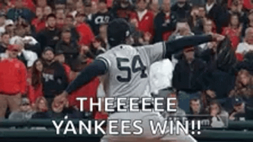 Yankees Sweep Aroldis Chapman Celebrating GIF