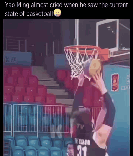 Yao Ming Almost Cried When He Saw The Current State Of Basketball While Playing Basketball GIF