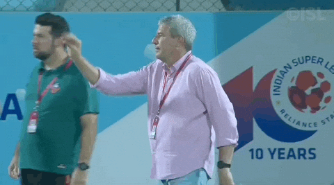 Yapping Exasperated Coach Walking Backwards GIF