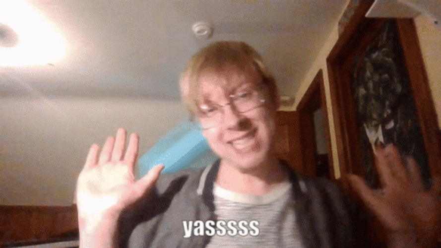 Yasss Nerdy Guy Wearing Eyeglasses Happy Dance GIF