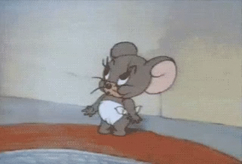 Yawning Cartoon Mouse in Diaper