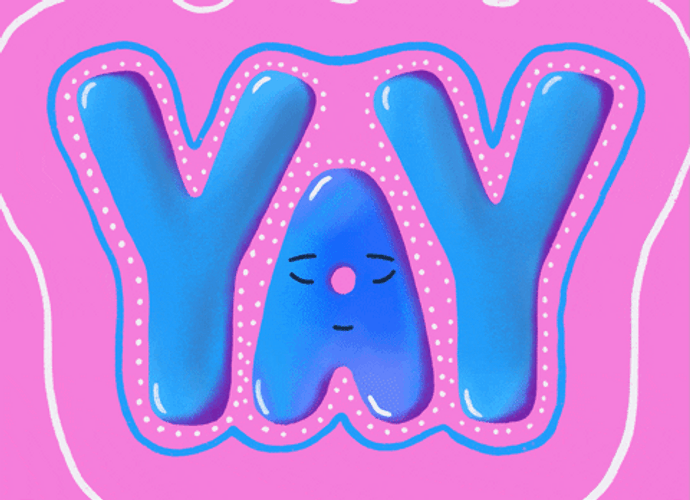 Yay Cartoon Smile Animated Text GIF
