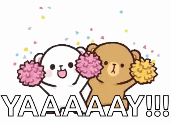 Yay Milk And Mocha Bears Cheering Confetti GIF