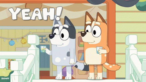 Yeah Woo Hoo Bluey Cartoon Dogs GIF