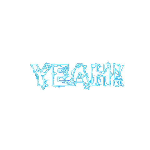 Yeah Word in Blue Letters