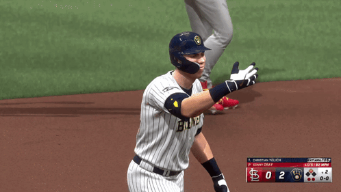 Yelich Waves Signals Teammates GIF