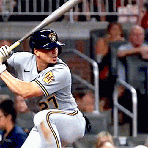 Yelich Winning Bat Swing GIF