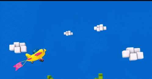 Yellow Airplane With Pink Tail GIF