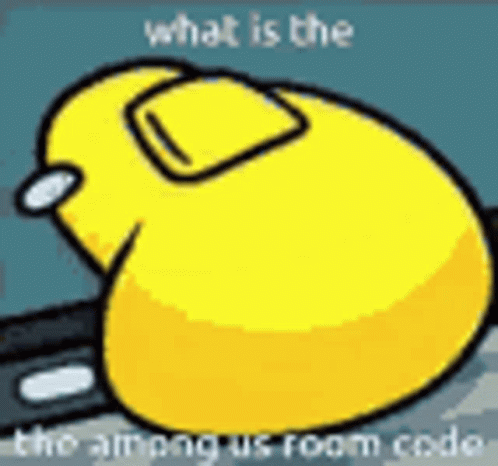 Yellow Among Us Character Asking What Is The Room Code GIF