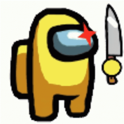Yellow Among Us Holding Knife GIF