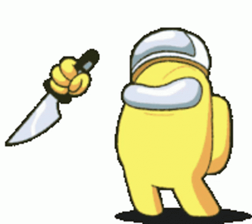 Yellow Among Us Impostor Holding Knife GIF