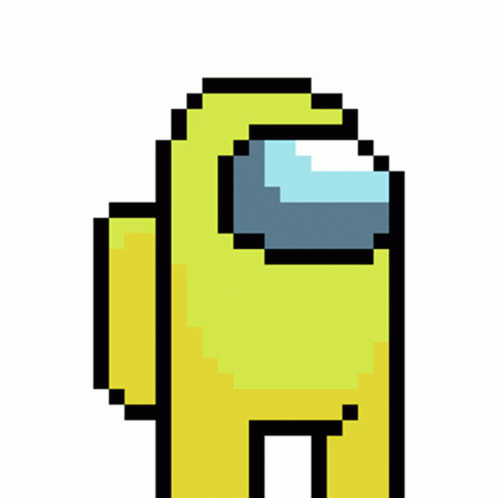 Yellow Among Us Pixelated Lines Dancing GIF