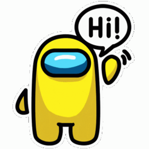 Yellow Among Us Waving Hi GIF
