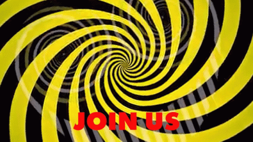 Yellow and Black Swirl Saying Join Us