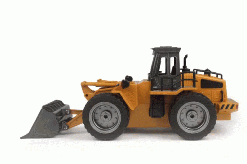 Yellow and Black Toy Bulldozer Saying Huiza